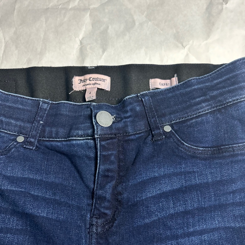 Juicy Couture Womens Capri Jeans Size 4 Dark Wash‎ Blue Denim Pull On Waist